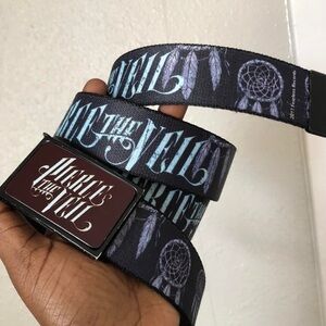 RARE Pierce the veil 2013 Hot Topic Graphic Doodles buckle belt collide with sky